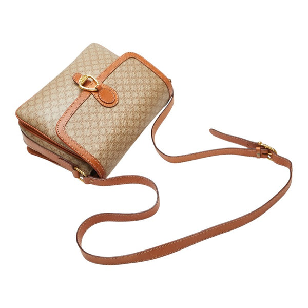 セリーヌ マカダム ショルダーバッグ ベージュ ブラウン PVC レザー レディース CELINE 【中古】