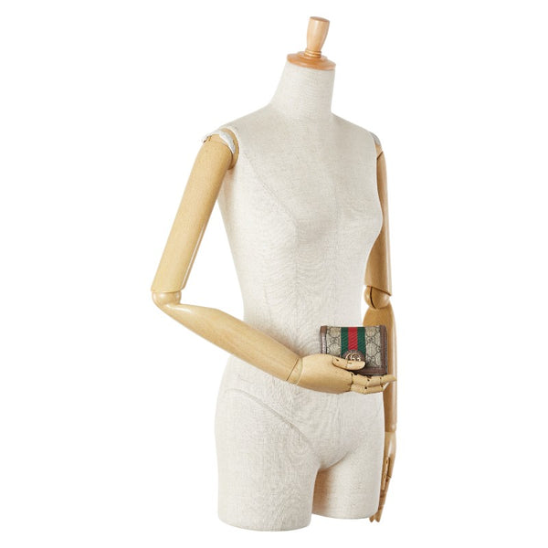 グッチ GGスプリーム オフディア 二つ折り財布 523155 ブラウン PVC レザー レディース GUCCI 【中古】