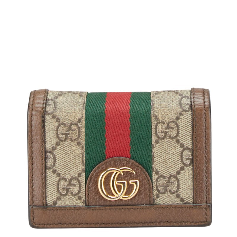 グッチ GGスプリーム オフディア 二つ折り財布 523155 ブラウン PVC レザー レディース GUCCI 【中古】