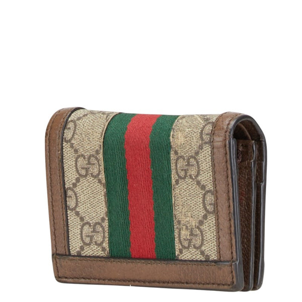グッチ GGスプリーム オフディア 二つ折り財布 523155 ブラウン PVC レザー レディース GUCCI 【中古】