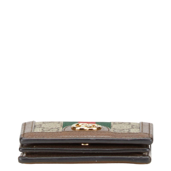 グッチ GGスプリーム オフディア 二つ折り財布 523155 ブラウン PVC レザー レディース GUCCI 【中古】