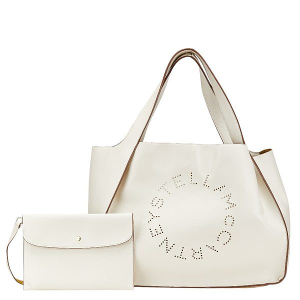 ステラマッカートニー ロゴ トートバッグ ホワイト 合成皮革 レディース Stella McCartney 【中古】