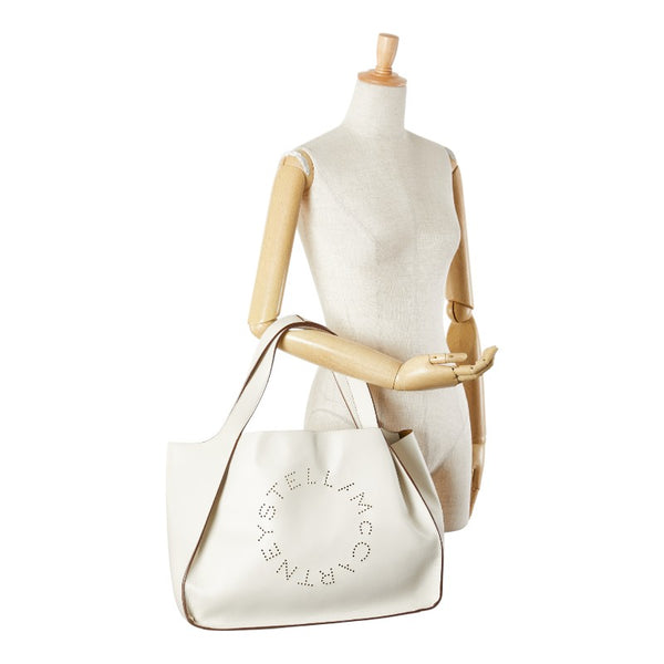 ステラマッカートニー ロゴ トートバッグ ホワイト 合成皮革 レディース Stella McCartney 【中古】