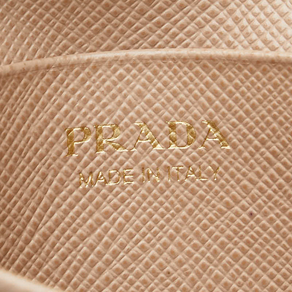 プラダ リボン ロゴプレート カードケース 名刺入れ 1MC122 ベージュ レザー レディース PRADA 【中古】