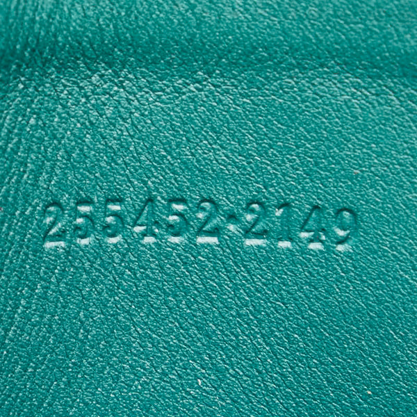 グッチ マイクロ グッチシマ ラウンドファスナー コインケース 小銭入れ 255452 グリーン レザー レディース GUCCI 【中古】