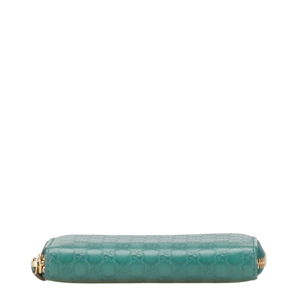 グッチ マイクロ グッチシマ ラウンドファスナー コインケース 小銭入れ 255452 グリーン レザー レディース GUCCI 【中古】