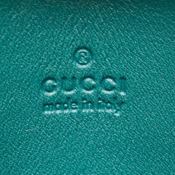 グッチ マイクロ グッチシマ ラウンドファスナー コインケース 小銭入れ 255452 グリーン レザー レディース GUCCI 【中古】