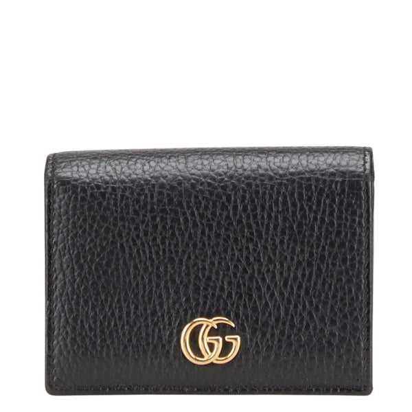 グッチ GGマーモント 二つ折り財布 456126 ブラック レザー レディース GUCCI 【中古】