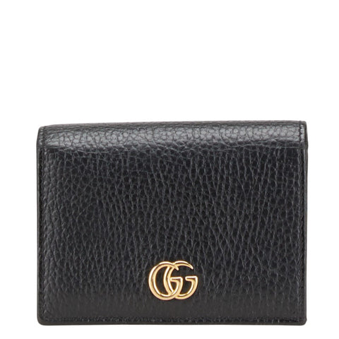 グッチ GGマーモント 二つ折り財布 456126 ブラック レザー レディース GUCCI 【中古】