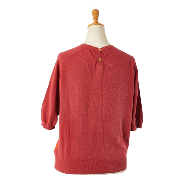 エルメス ニット セーター 半袖 サイズ：M レッド シルク コットン レディース HERMES 【中古】