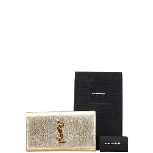 サンローラン YSL 長財布 372266 ゴールド レザー レディース SAINT LAURENT 【中古】
