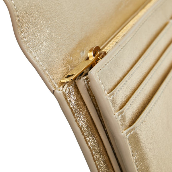 サンローラン YSL 長財布 372266 ゴールド レザー レディース SAINT LAURENT 【中古】
