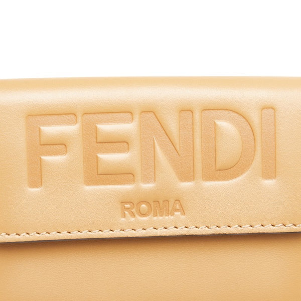 フェンディ フェンディ ローマ 三つ折り財布 コンパクトウォレット 8M0395 ブラウン レザー レディース FENDI 【中古】