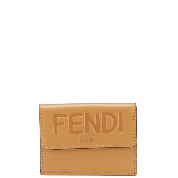 フェンディ フェンディ ローマ 三つ折り財布 コンパクトウォレット 8M0395 ブラウン レザー レディース FENDI 【中古】