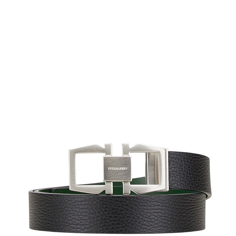 サルヴァトーレフェラガモ ガンチーニ リバーシブル ベルト ブラック グリーン レザー メンズ Salvatore Ferragamo 【中古】