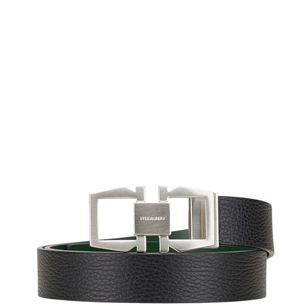 サルヴァトーレフェラガモ ガンチーニ リバーシブル ベルト ブラック グリーン レザー メンズ Salvatore Ferragamo 【中古】