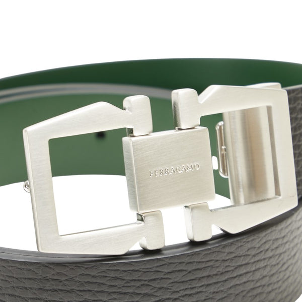 サルヴァトーレフェラガモ ガンチーニ リバーシブル ベルト ブラック グリーン レザー メンズ Salvatore Ferragamo 【中古】