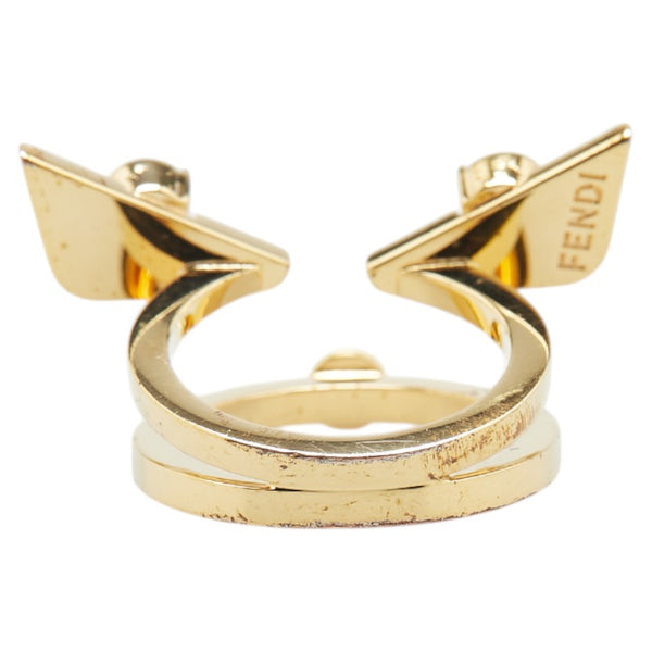 フェンディ バグズアイ モンスター リング 指輪 #S ゴールド メッキ フェイクパール レディース FENDI 【中古】