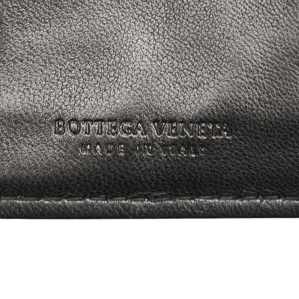 ボッテガヴェネタ イントレチャート がま口 三つ折り財布 ブラック レザー レディース BOTTEGAVENETA 【中古】