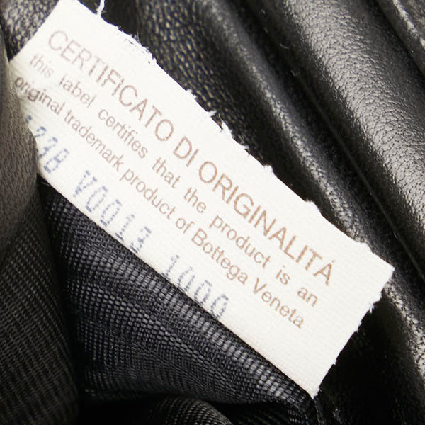 ボッテガヴェネタ イントレチャート がま口 三つ折り財布 ブラック レザー レディース BOTTEGAVENETA 【中古】