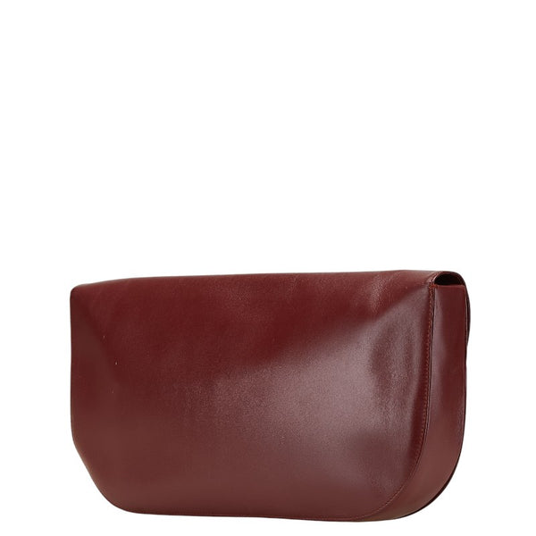 カルティエ マストライン クラッチバッグ ワインレッド ボルドー レザー レディース CARTIER 【中古】