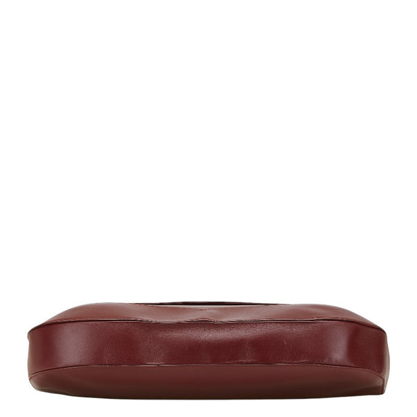 カルティエ マストライン クラッチバッグ ワインレッド ボルドー レザー レディース CARTIER 【中古】