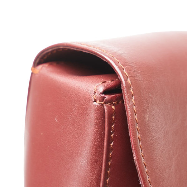 カルティエ マストライン クラッチバッグ ワインレッド ボルドー レザー レディース CARTIER 【中古】