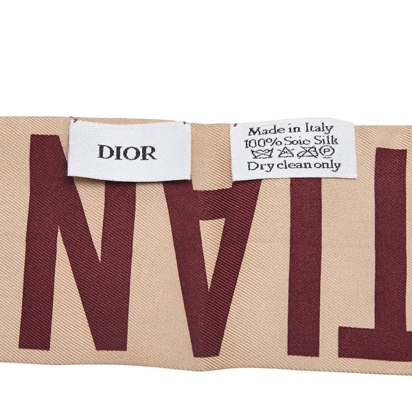 ディオール ミッツァ J'ADIOR トロッター オブリーク スカーフ ベージュ ブラウン シルク レディース Dior 【中古】