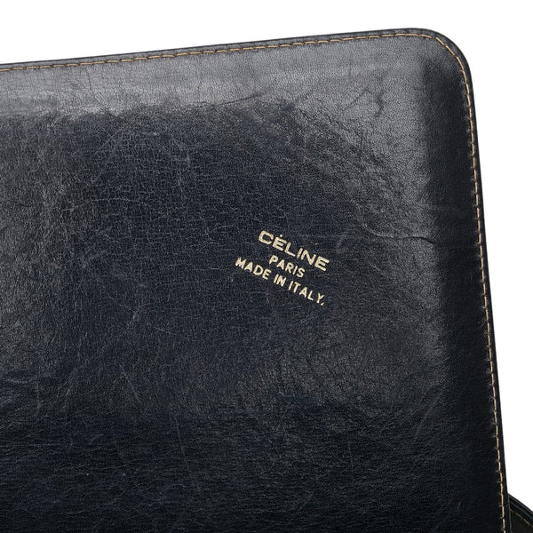 セリーヌ Cマカダム ワンショルダーバッグ ネイビー キャンバス レザー レディース CELINE 【中古】