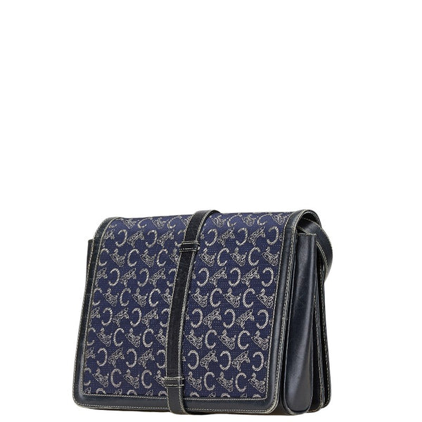 セリーヌ Cマカダム ワンショルダーバッグ ネイビー キャンバス レザー レディース CELINE 【中古】