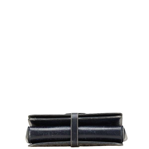 セリーヌ Cマカダム ワンショルダーバッグ ネイビー キャンバス レザー レディース CELINE 【中古】