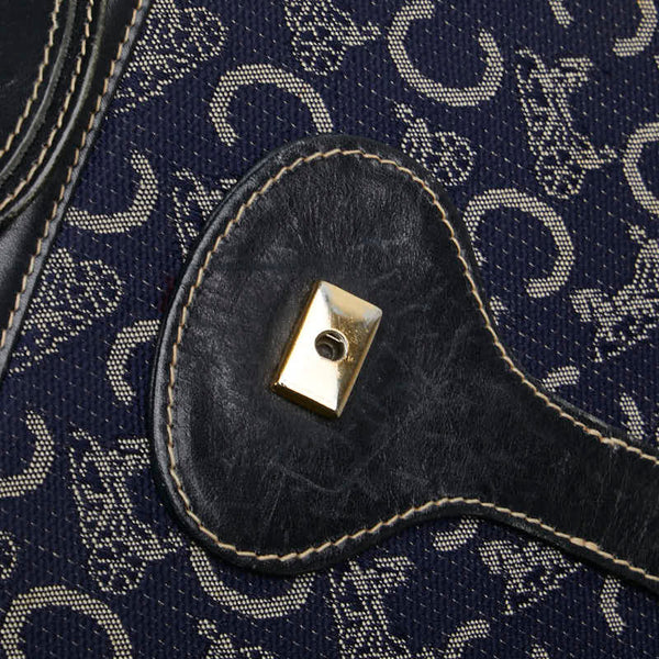 セリーヌ Cマカダム ワンショルダーバッグ ネイビー キャンバス レザー レディース CELINE 【中古】