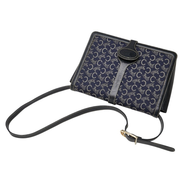 セリーヌ Cマカダム ワンショルダーバッグ ネイビー キャンバス レザー レディース CELINE 【中古】