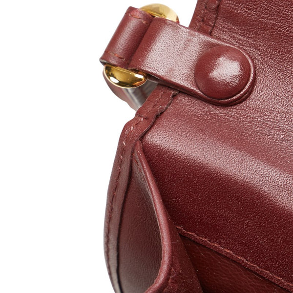 カルティエ マストライン クラッチバッグ ワインレッド ボルドー レザー レディース CARTIER 【中古】