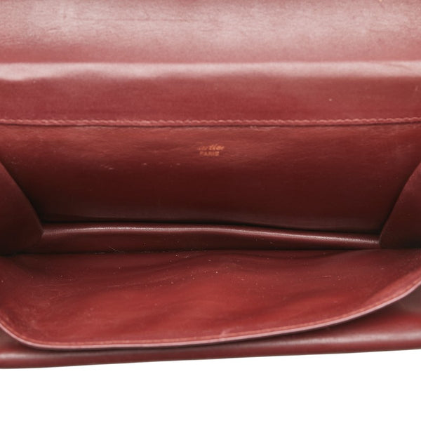 カルティエ マストライン クラッチバッグ ワインレッド ボルドー レザー レディース CARTIER 【中古】