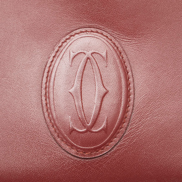 カルティエ マストライン クラッチバッグ ワインレッド ボルドー レザー レディース CARTIER 【中古】