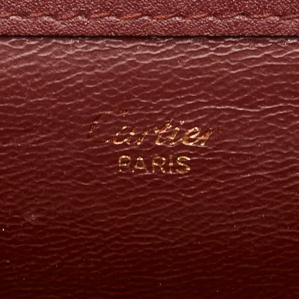 カルティエ マストライン クラッチバッグ ワインレッド ボルドー レザー レディース CARTIER 【中古】
