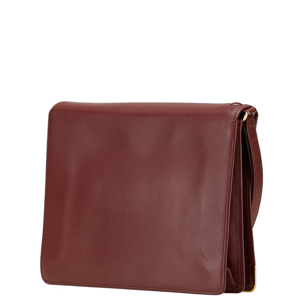 カルティエ マストライン クラッチバッグ ワインレッド ボルドー レザー レディース CARTIER 【中古】