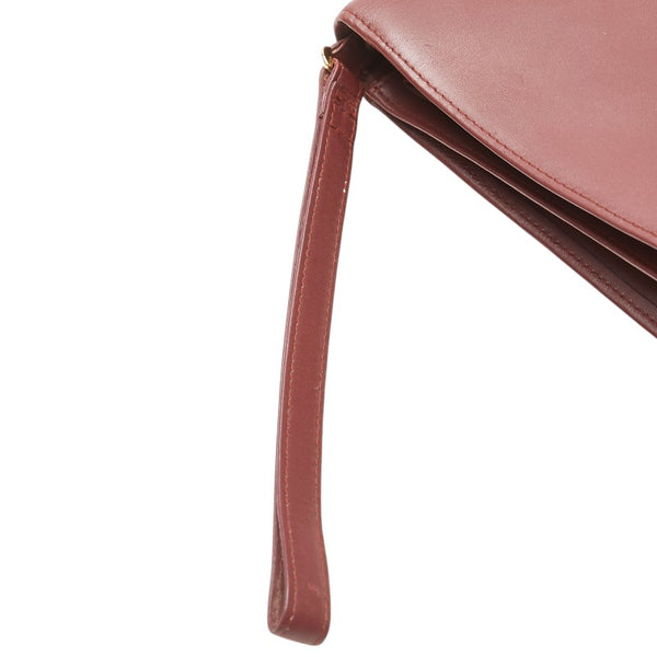 カルティエ マストライン クラッチバッグ ワインレッド ボルドー レザー レディース CARTIER 【中古】