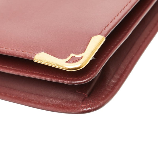 カルティエ マストライン クラッチバッグ ワインレッド ボルドー レザー レディース CARTIER 【中古】