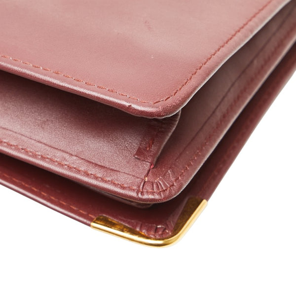 カルティエ マストライン クラッチバッグ ワインレッド ボルドー レザー レディース CARTIER 【中古】