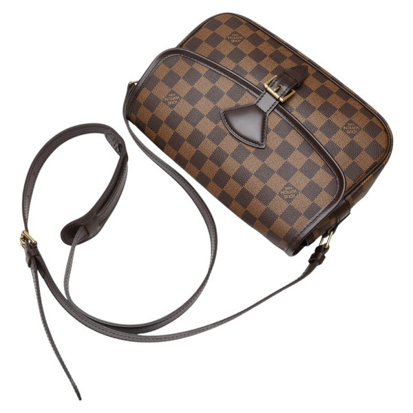 ルイ ヴィトン ダミエ ソローニュ 斜め掛け ショルダーバッグ N48079 ブラウン PVC レザー レディース LOUIS VUITTON 【中古】