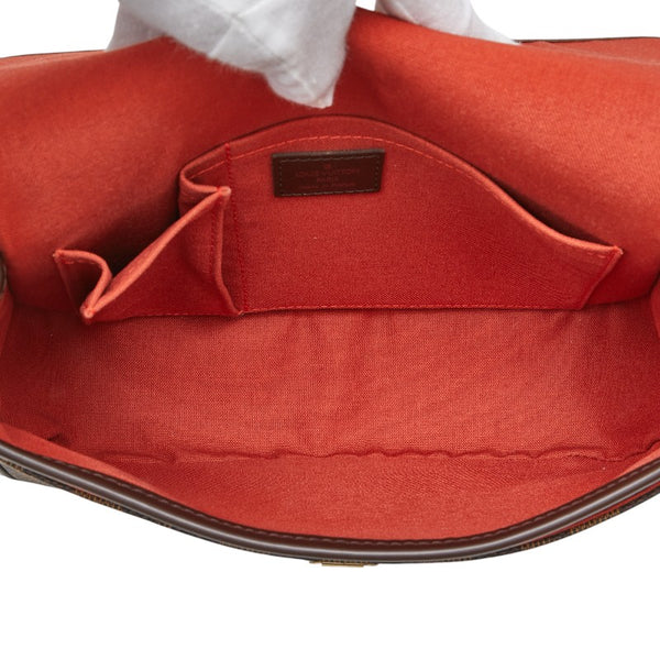 ルイ ヴィトン ダミエ ソローニュ 斜め掛け ショルダーバッグ N48079 ブラウン PVC レザー レディース LOUIS VUITTON 【中古】
