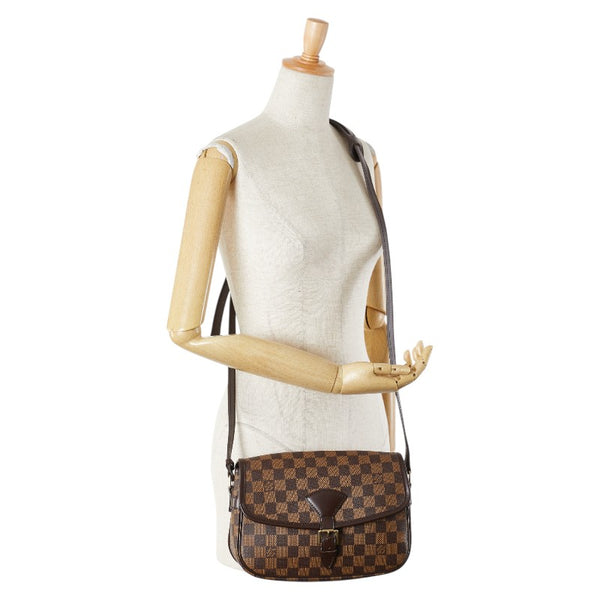 ルイ ヴィトン ダミエ ソローニュ 斜め掛け ショルダーバッグ N48079 ブラウン PVC レザー レディース LOUIS VUITTON 【中古】