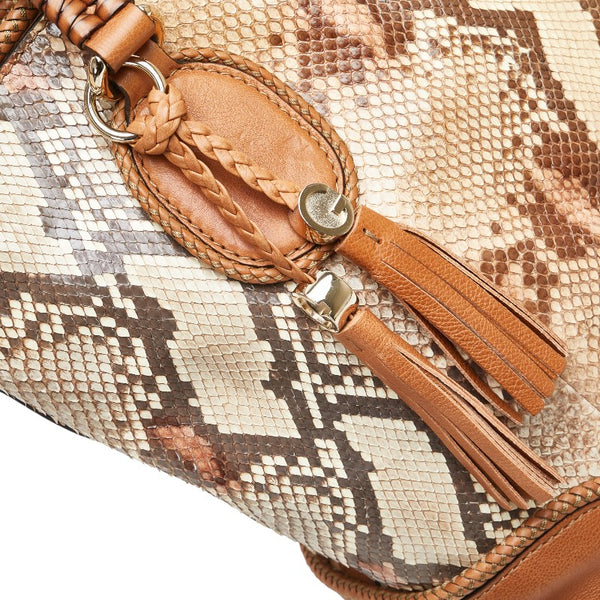 グッチ マラケシュ パイソン トートバッグ 257023 ベージュ ブラウン レザー レディース GUCCI 【中古】