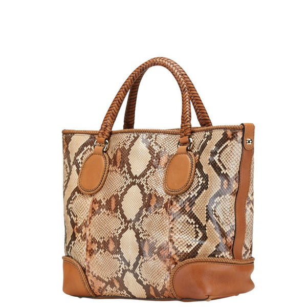 グッチ マラケシュ パイソン トートバッグ 257023 ベージュ ブラウン レザー レディース GUCCI 【中古】