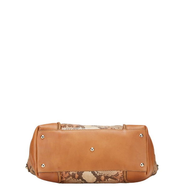グッチ マラケシュ パイソン トートバッグ 257023 ベージュ ブラウン レザー レディース GUCCI 【中古】