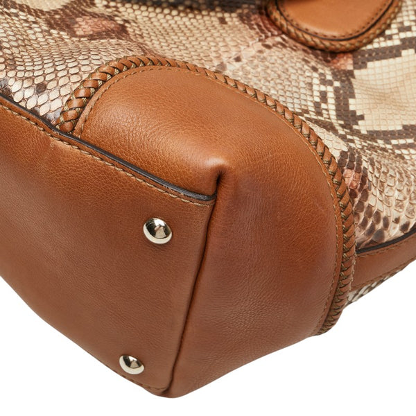 グッチ マラケシュ パイソン トートバッグ 257023 ベージュ ブラウン レザー レディース GUCCI 【中古】