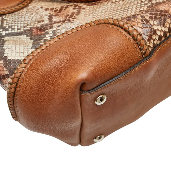 グッチ マラケシュ パイソン トートバッグ 257023 ベージュ ブラウン レザー レディース GUCCI 【中古】