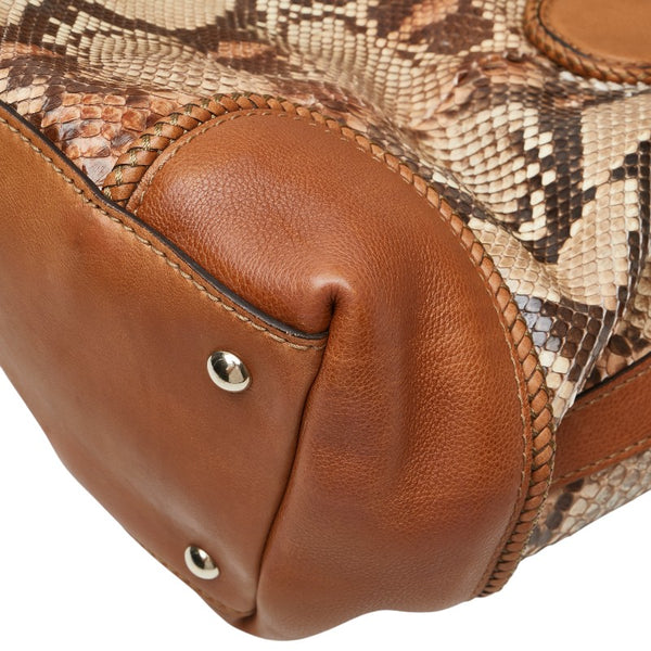 グッチ マラケシュ パイソン トートバッグ 257023 ベージュ ブラウン レザー レディース GUCCI 【中古】